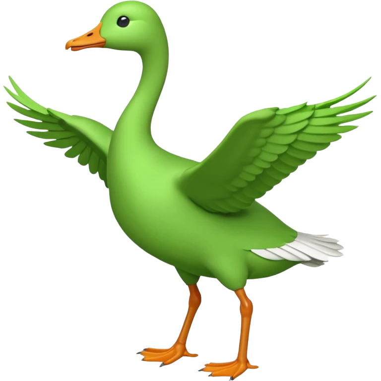 "Running goose emoji with long neck and two legs, all bright green #39C700. Wings must be tightly folded against the body—no flapping, no spread wings, no movement." emoji