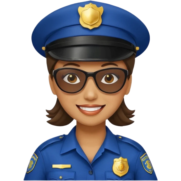 woman police with hair style and hats and sun glasses emoji