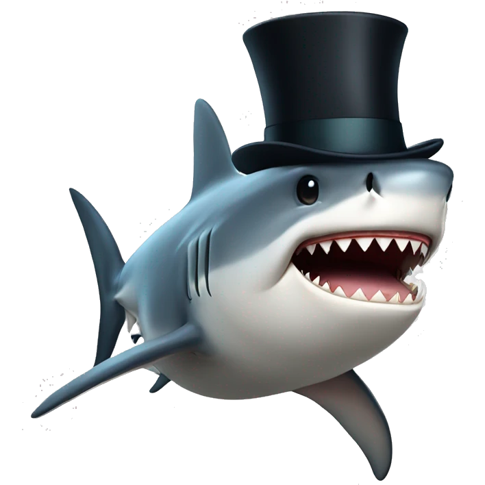 Shark with a top hat emoji