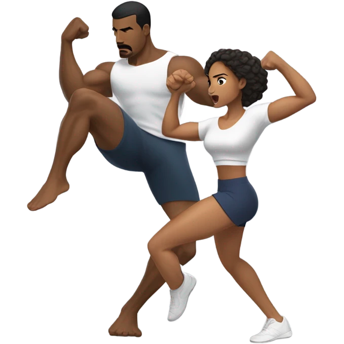 Black woman fighting Latino man emoji