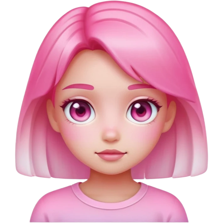 Cute girl character with pink gradient, glass effect, minimalist design emoji