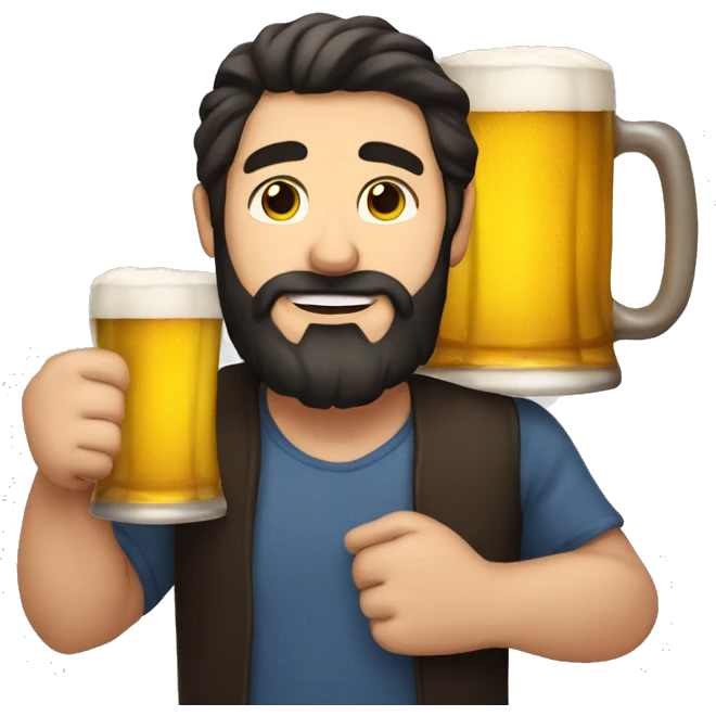 guy with dark hair and beard holding a large mug of beer  emoji