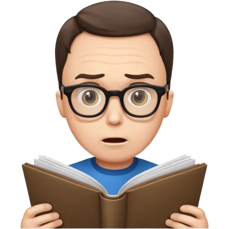 эмоджи  Шелдон (Теория большого взрыва) читает документы и удивляется emoji