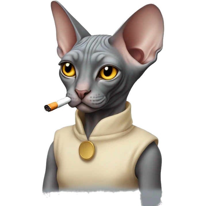 Sphynx cat smoking a cigarette emoji