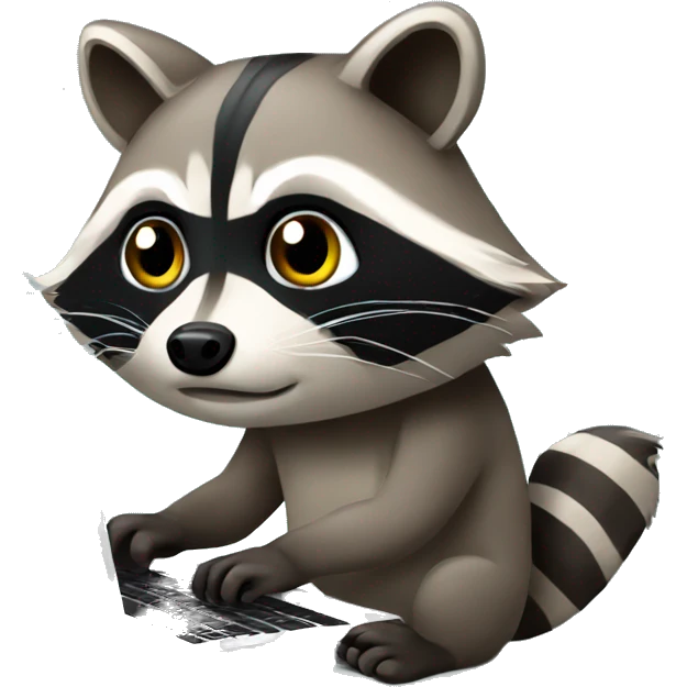 Raccoon coding on laptop emoji