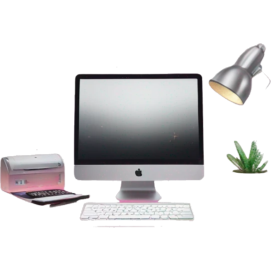 Pink ombre desk with glitter and computer  emoji