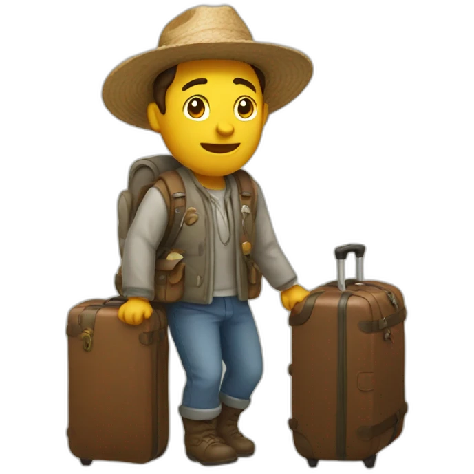a traveler with a dumb emoji