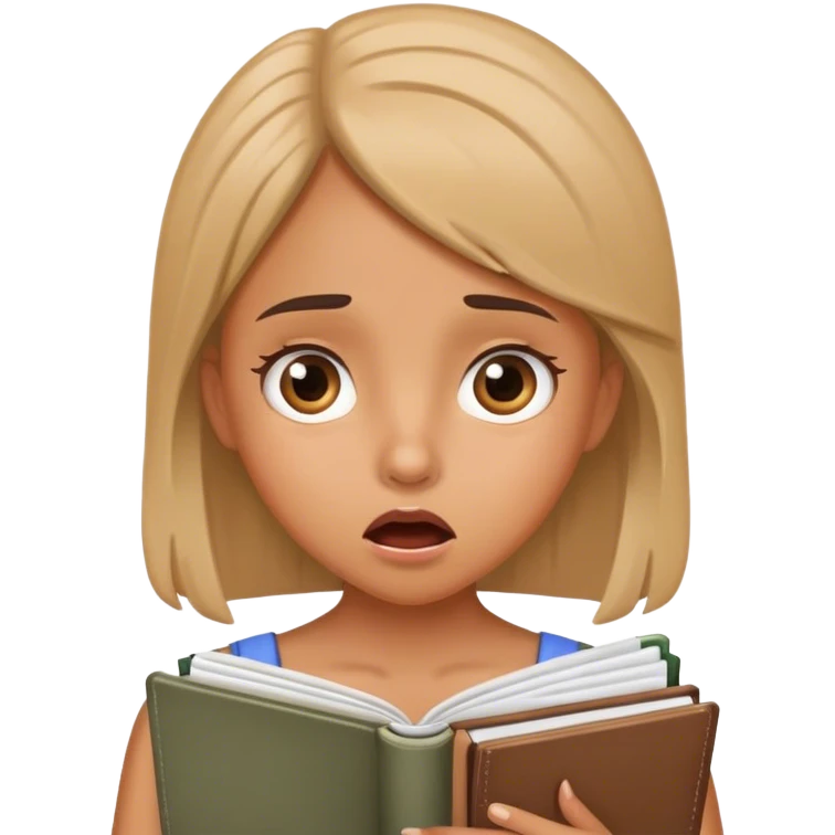 shoked girl with a notebook emoji