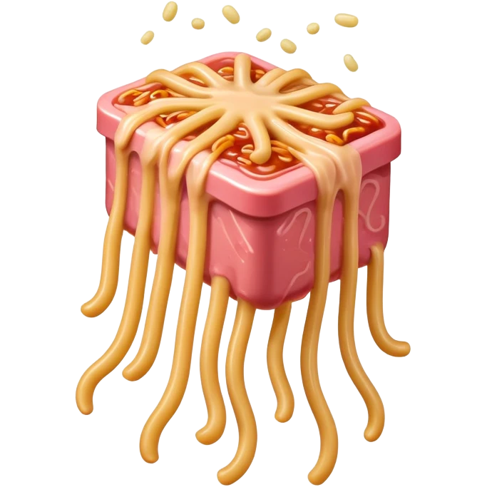  SPAM meat melted pink dripping sauce flying spaghetti  emoji