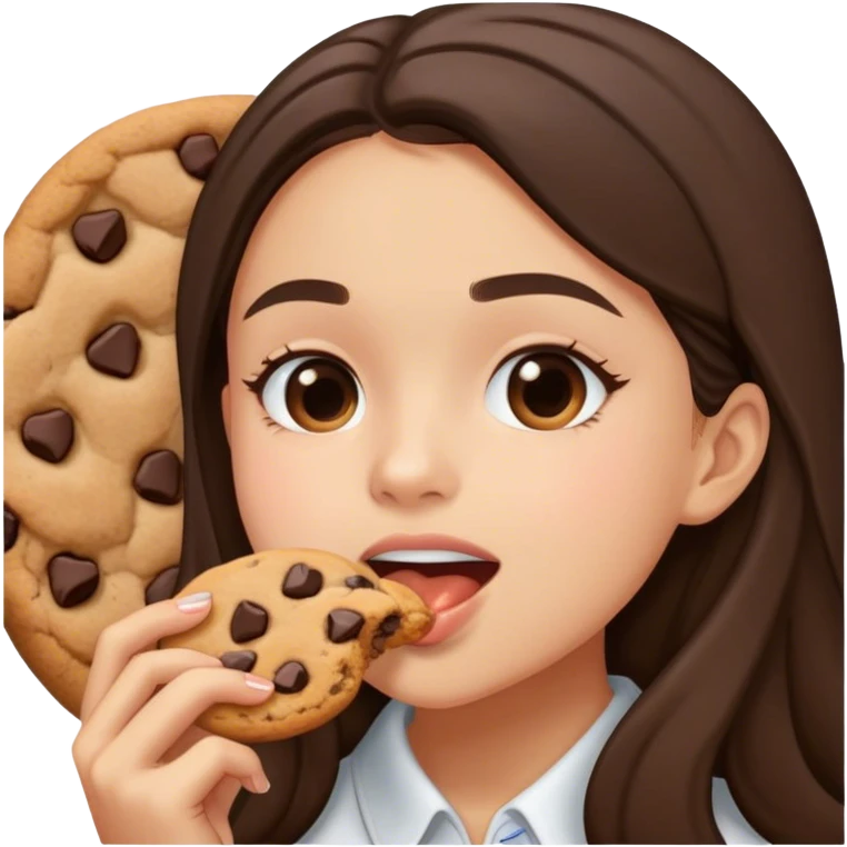 Olivia Rodrigo eating a cookie emoji