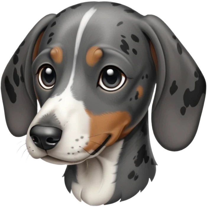 black white and gray brindle dachshund-great dane face emoji