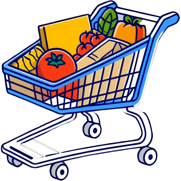 shopping cart with food and groceries emoji