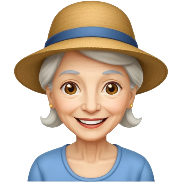 elderly woman with hat emoji