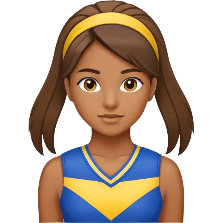 brownskin cheerleader straight hair and the uniform is blue and yellow emoji