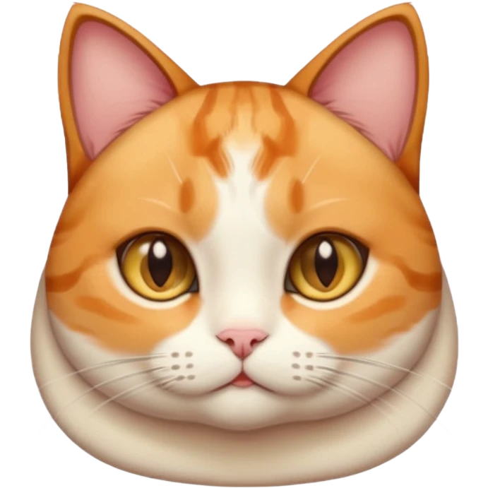 calico cat with cute slim face, small head, hazel eyes, and short but chubby body emoji