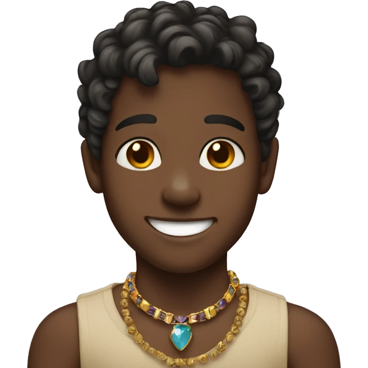 smiling boy with jewelry darker skin color emoji