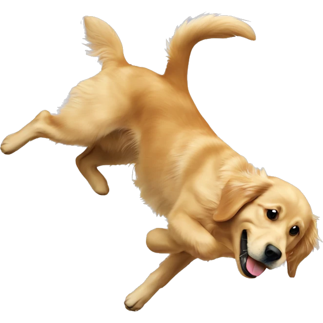 golden retriever doing a backflip emoji