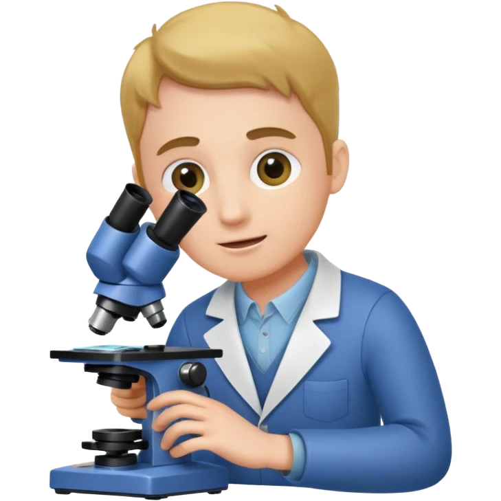 haz un personaje que este mirando  un microscopio, emoji