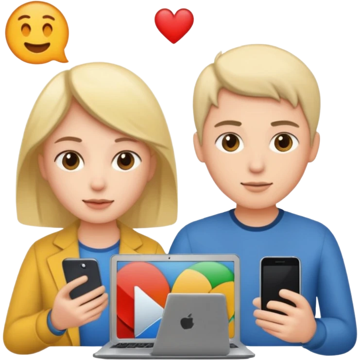 one with lap top one with phone emoji