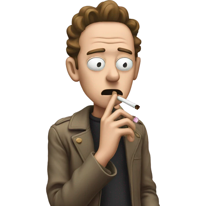 A pink morty smoking a cigarette  emoji