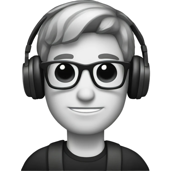 nerd white guy with short dark hair, sunglasses and headphones emoji