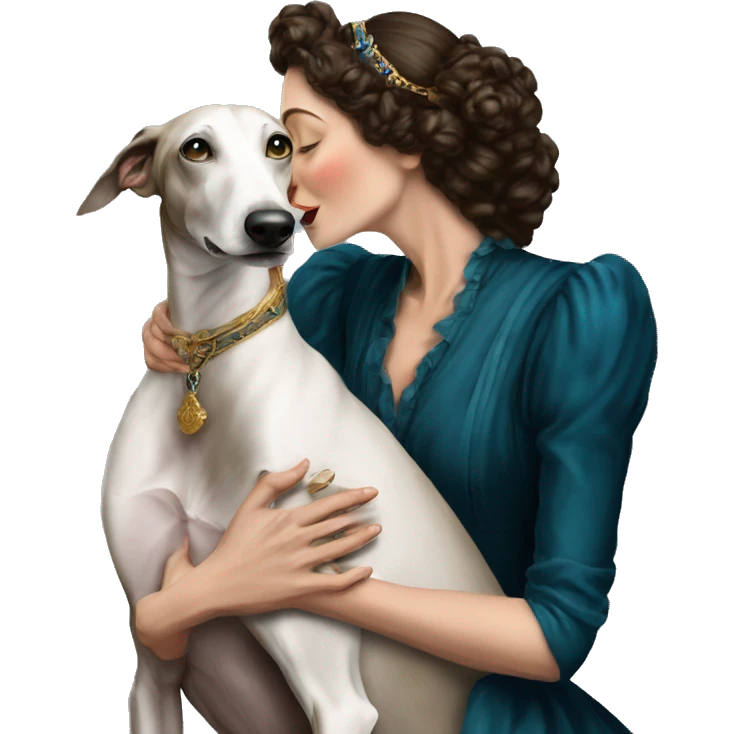 One aristocrat women kiss our two galgos  emoji