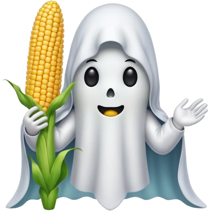 Corn on cob wearing ghost costume  emoji