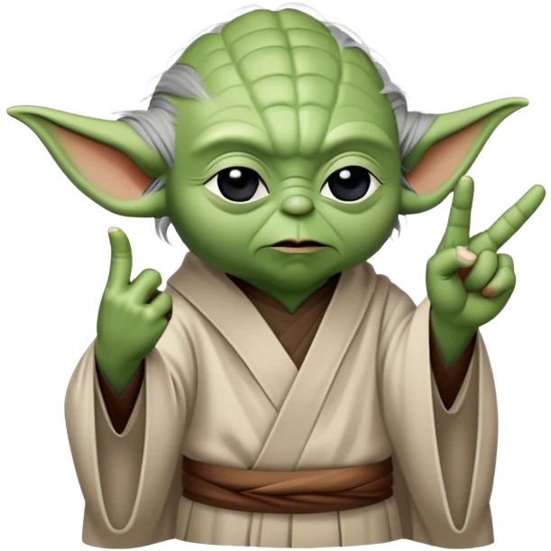 yoda giving someone the finger, flipping them off, or flicking them off emoji