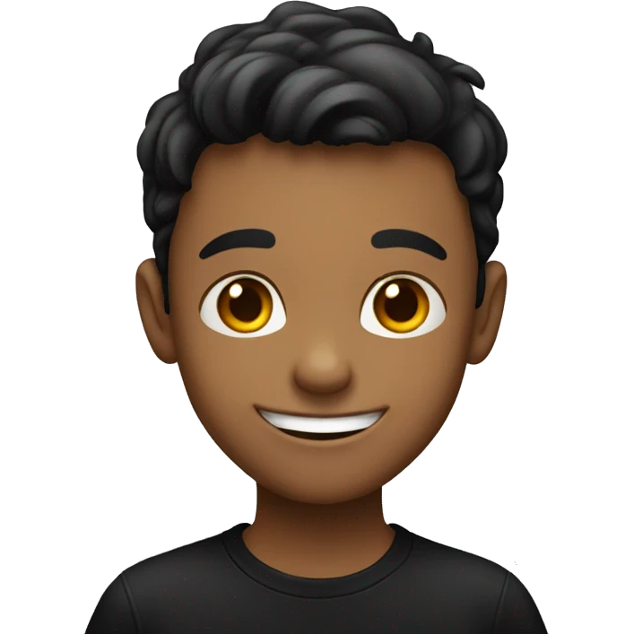 smiling boy in black shirt emoji