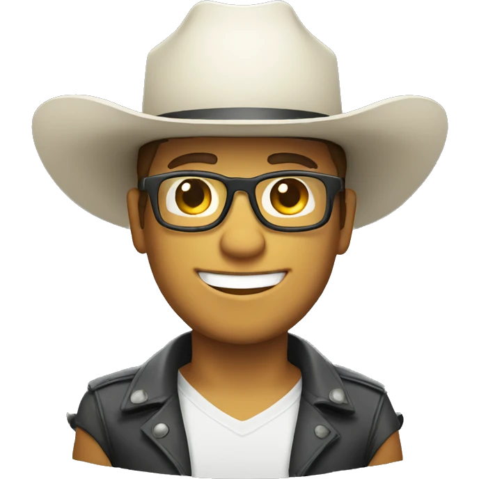 Smile rancher with glasses and white cowboy hat emoji