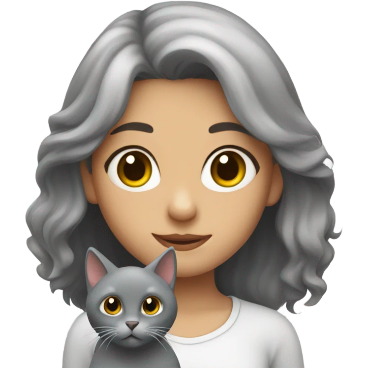 A a girl whit fluffy grey cat emoji