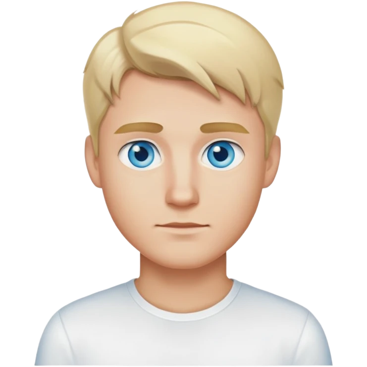 blonde man with blue eyes and white shirt emoji