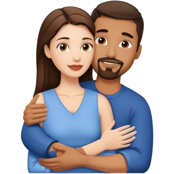 Intimate sfw between white brunette and brown Latino with goatee lover emoji