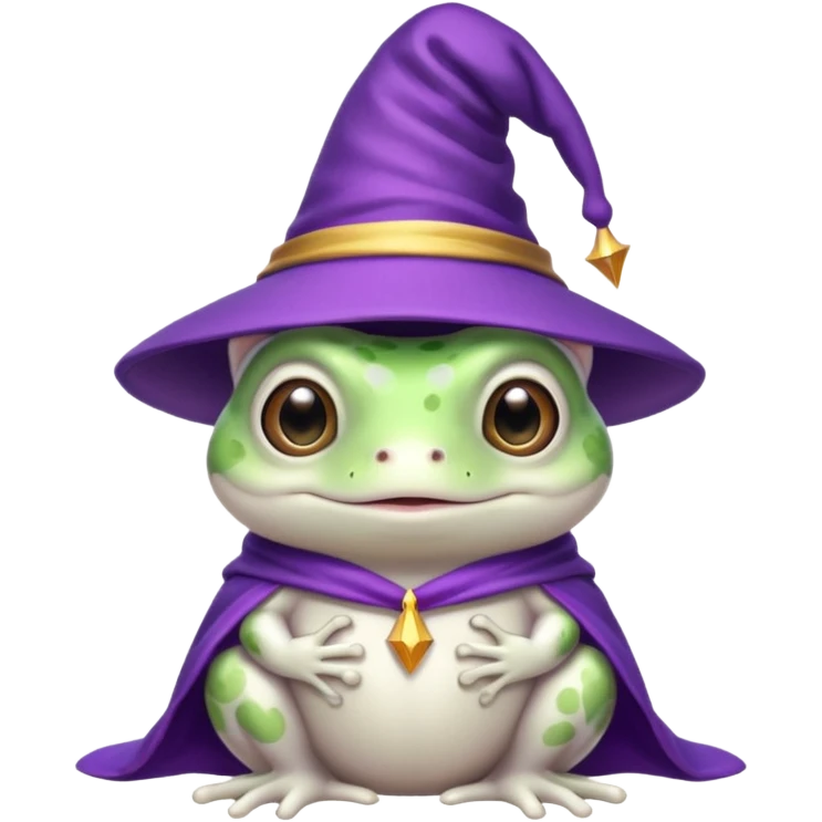 white wizard frog with purple hat emoji