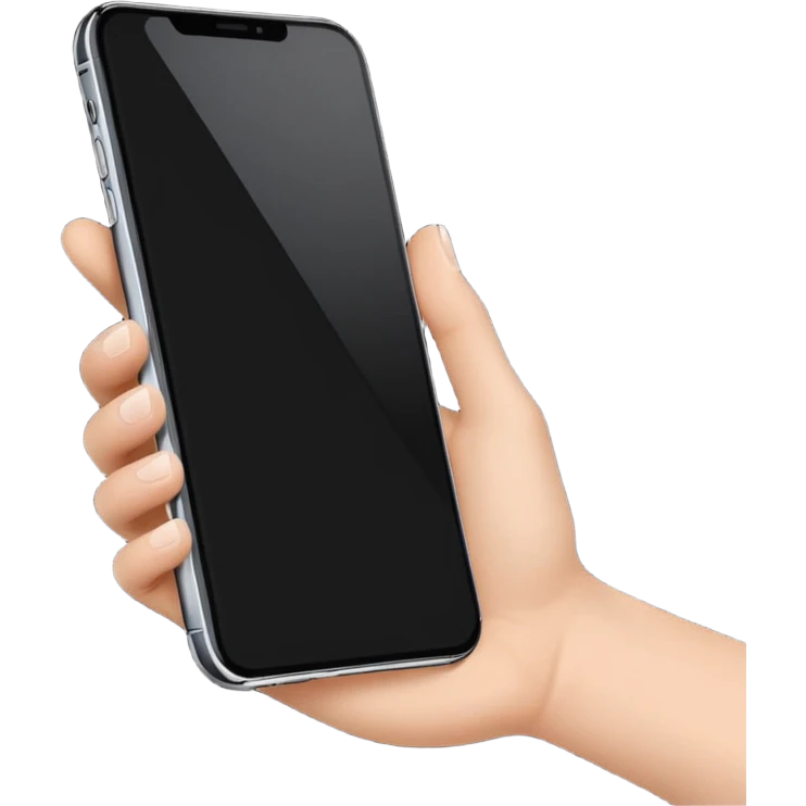 one hand showing iphone 17 pro with black screen, only hand and phone emoji