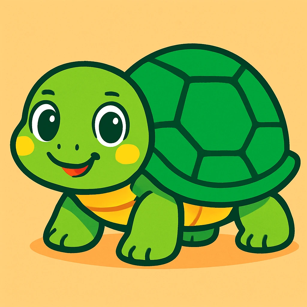 cute turtle, cartoon style emoji