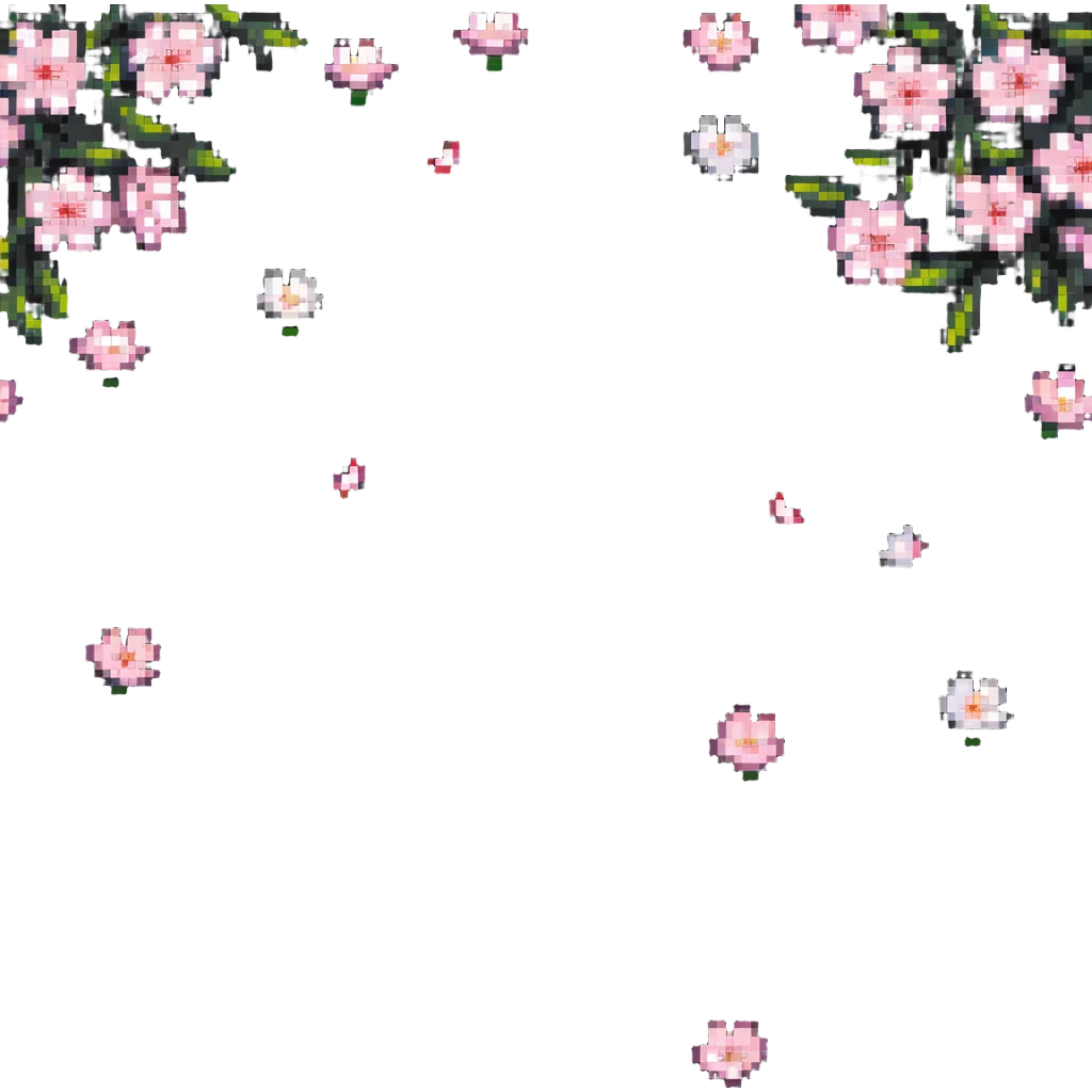 Cherry blossom design with falling petals emoji