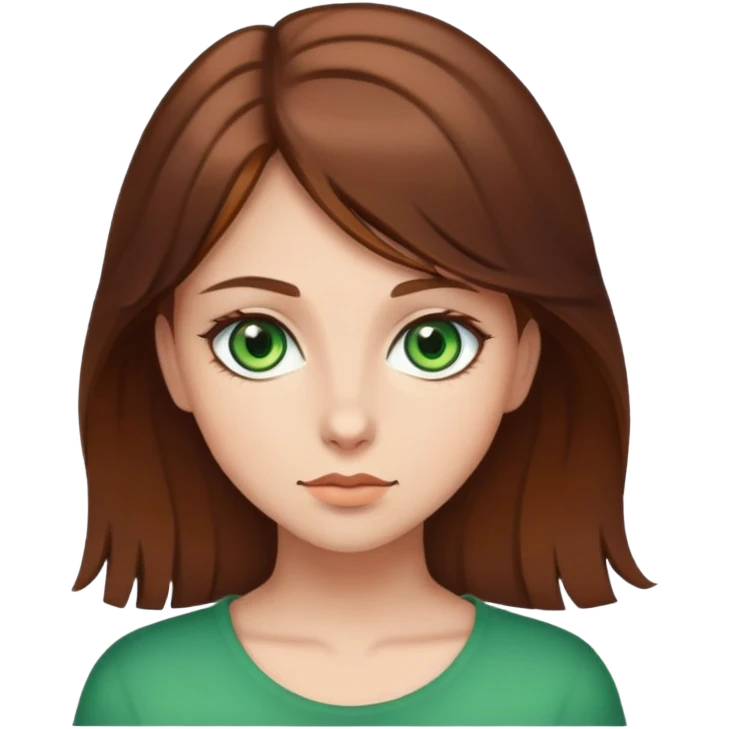 Chica ojos verdes pelo castaño emoji