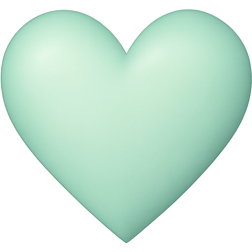 heart with a soft mint green gradient, digital illustration emoji