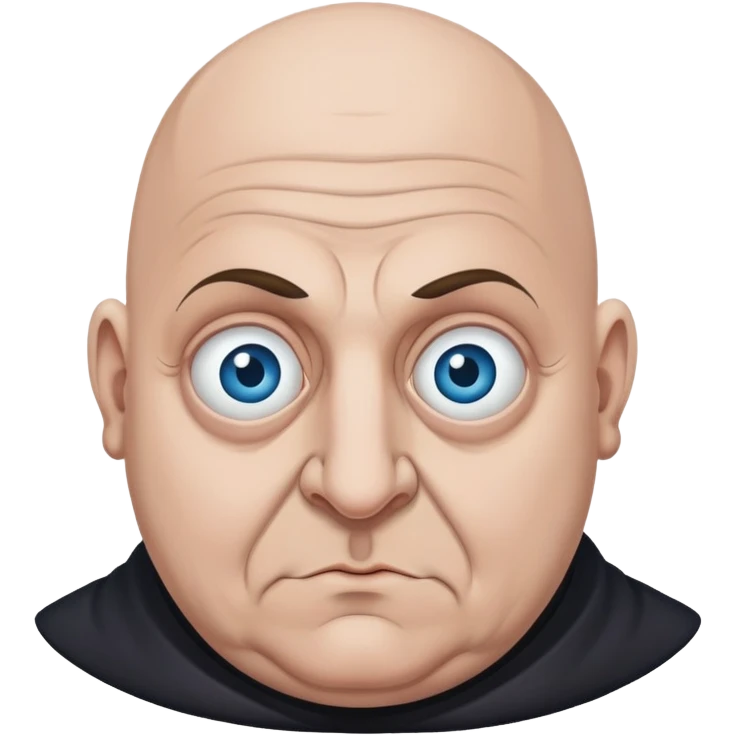 uncle fester, blue eyes, less chubby, brown eyebrows emoji