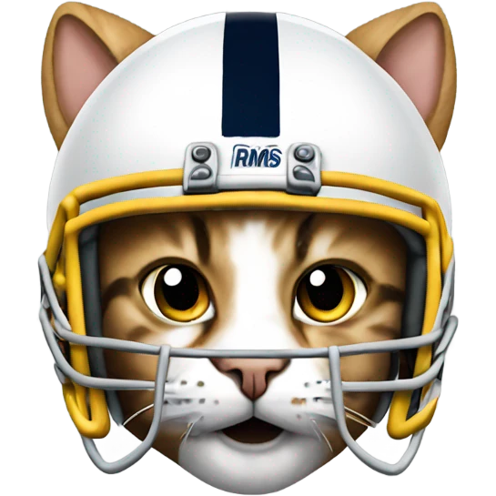 Tabby cat wearing rams football helmet emoji