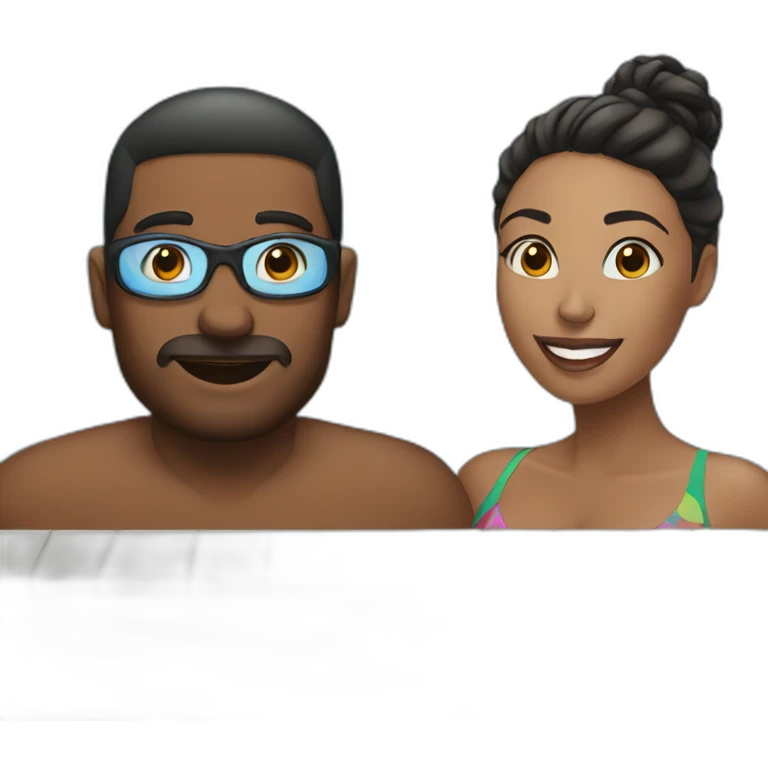man and beautiful woman in swimming pool emoji