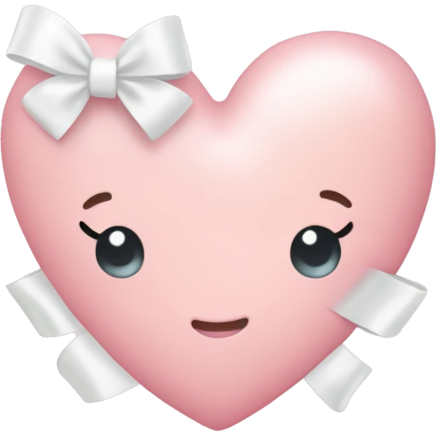 Pastel pink heart with white bow emoji