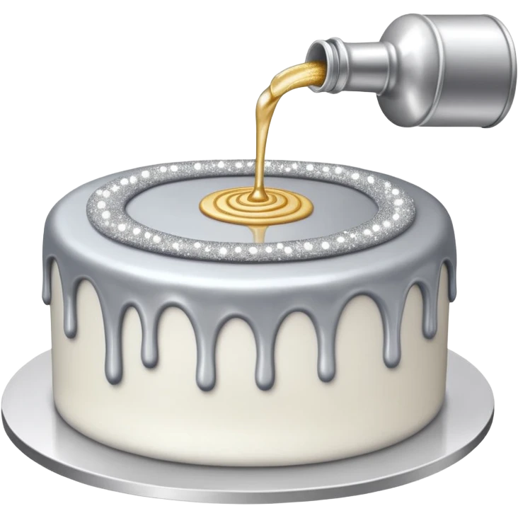 siler glitter being poured onto a cake  emoji