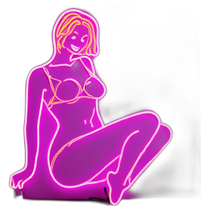 Sexy silhouette titillating lingerie neon sign emoji