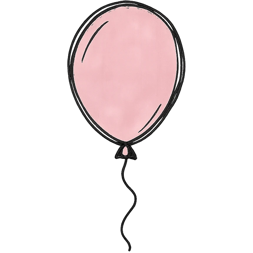 hand drawn outlined icon of a pink balloon, no fill, thick lines emoji