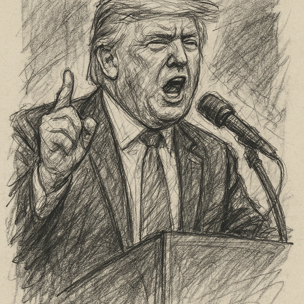 Donald Trump speaking at a rally emoji