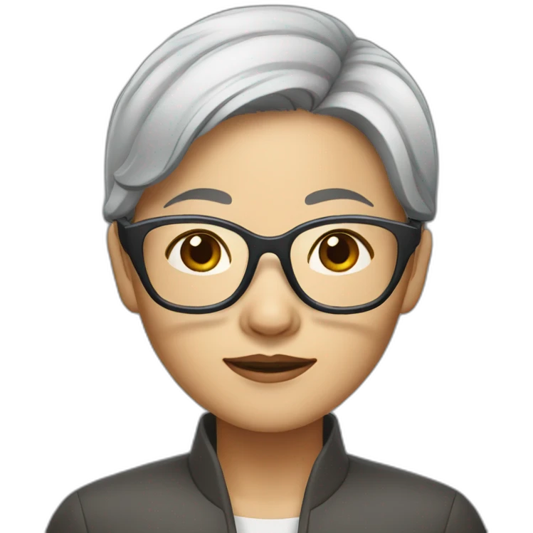 Short grey headed Asian woman with glasses emoji