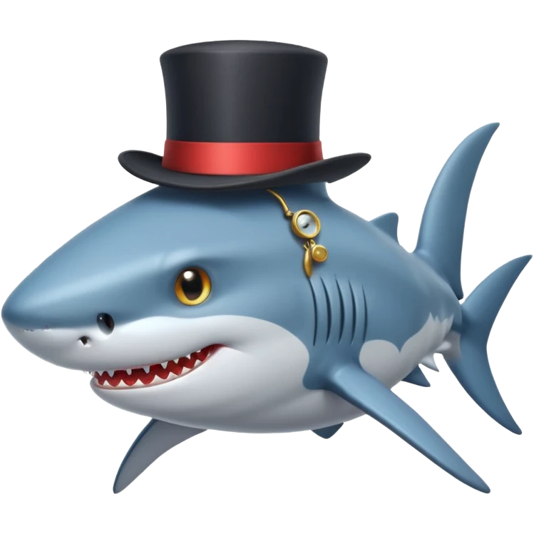 Shark with a top hat emoji