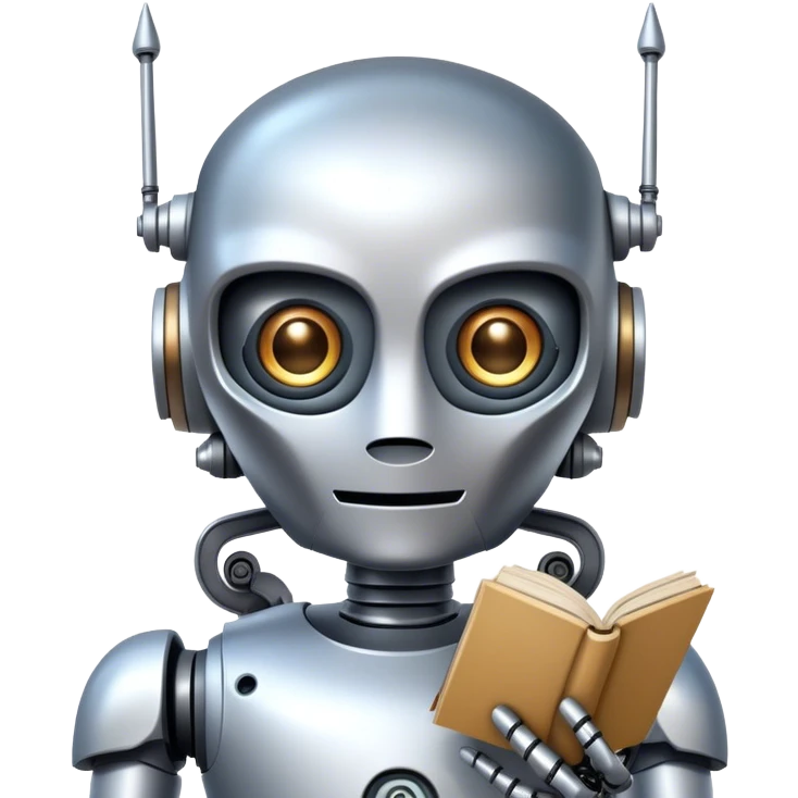 robot reads a fairy tale emoji